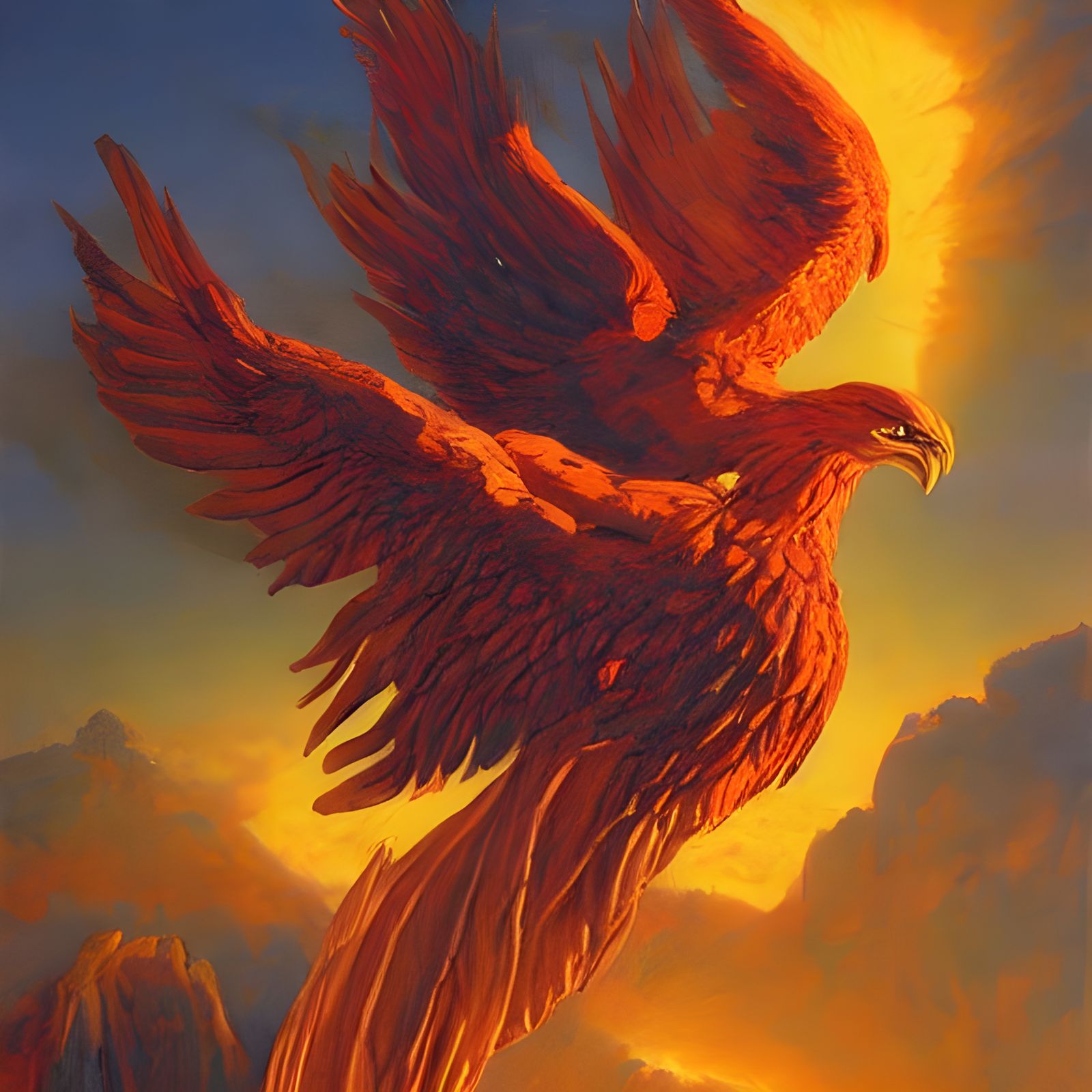 Phoenix Resurrection Oil Painting