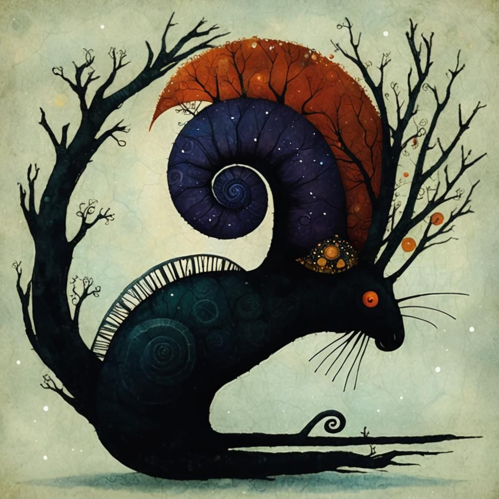 Dreamlike Snail in Surrealist Style
