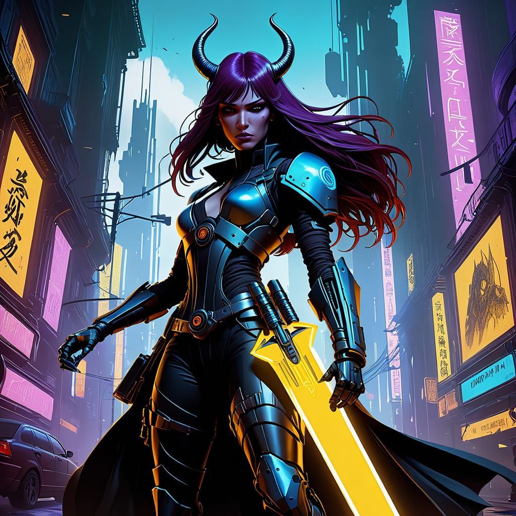 Dark Fantasy Warrior Flies Through the Air