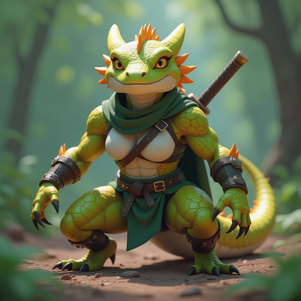 Lizard Ninja Assassin in Anime Style