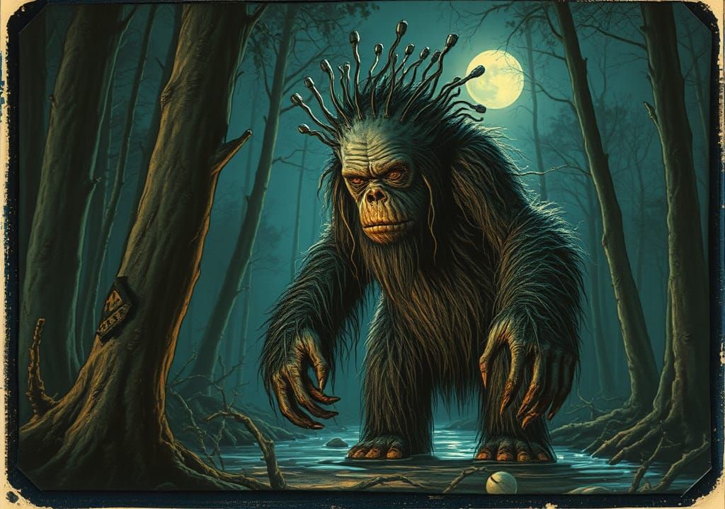 Horrific Bugbear Sasquatch in Sinister Comic Style
