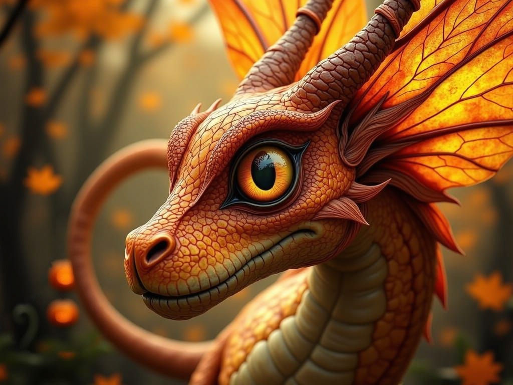 Autumn Dragon with Fairy Companion