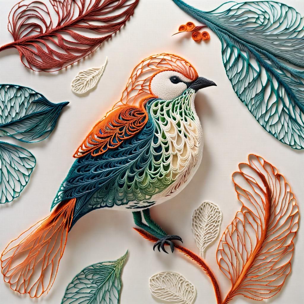 Textured Bird Tapestry Inspired by Textile Art