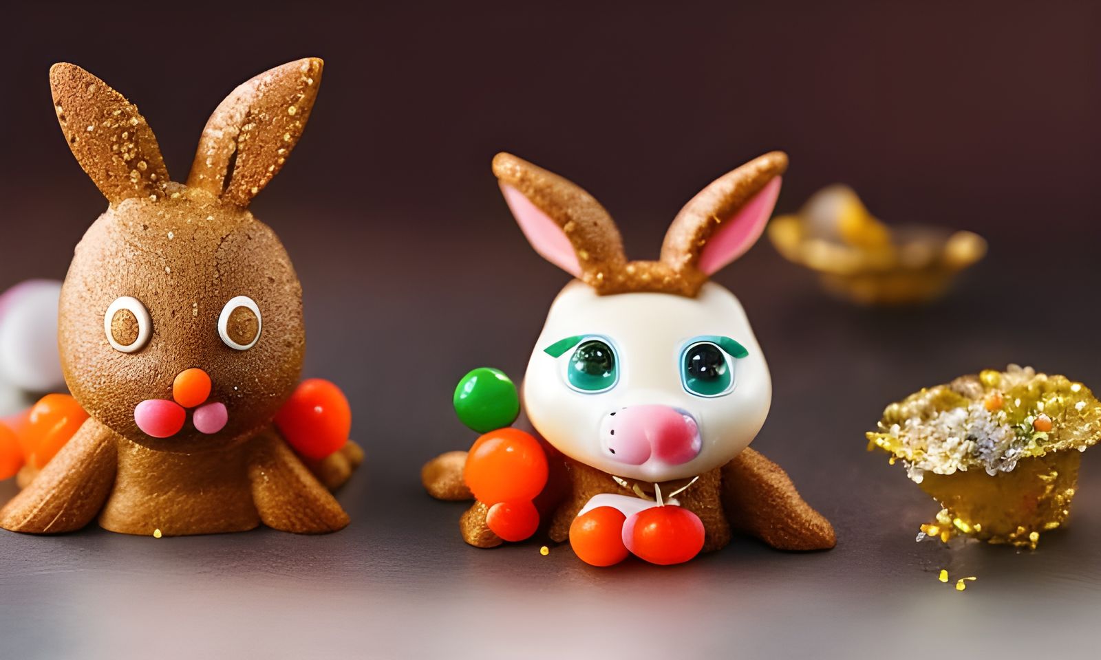 Gingerbread Rabbits Feast, Aquarel Style