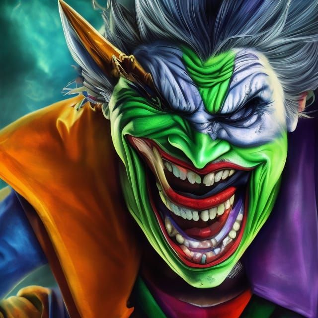 Intricate Trickster God with Exaggerated Expressions