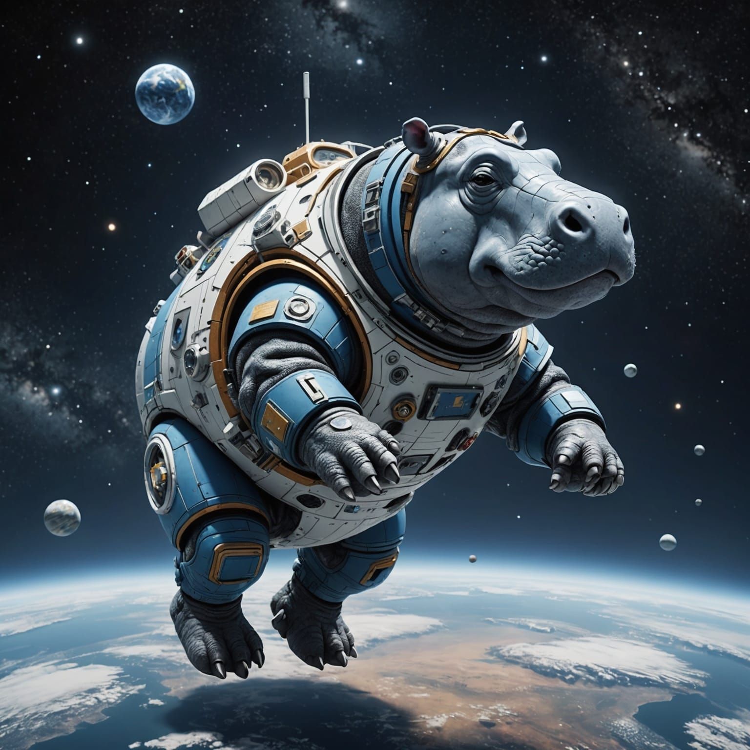 Space Hippo in Detailed Character Design Style