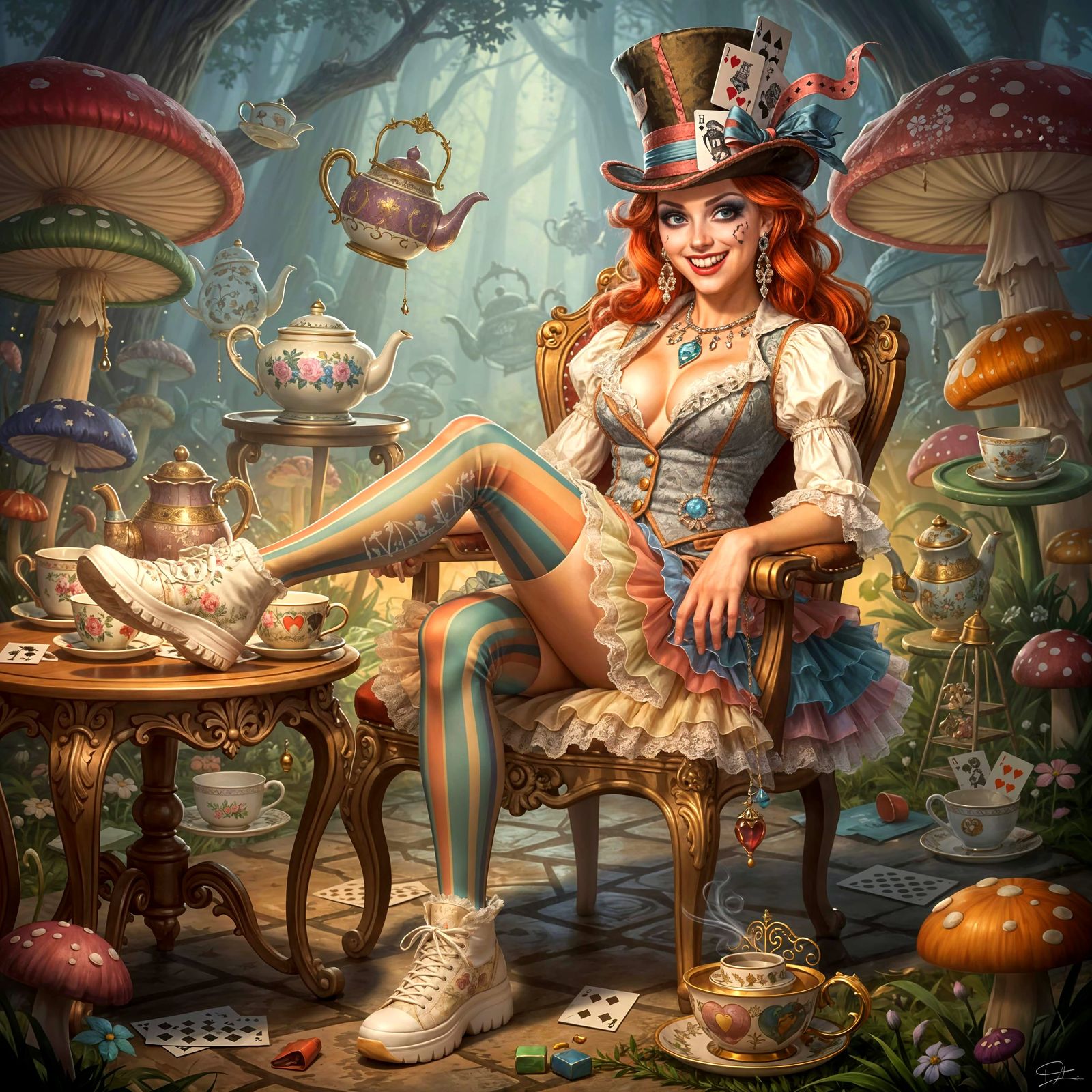 Naughty Female Mad Hatter in Wonderland Tea Party