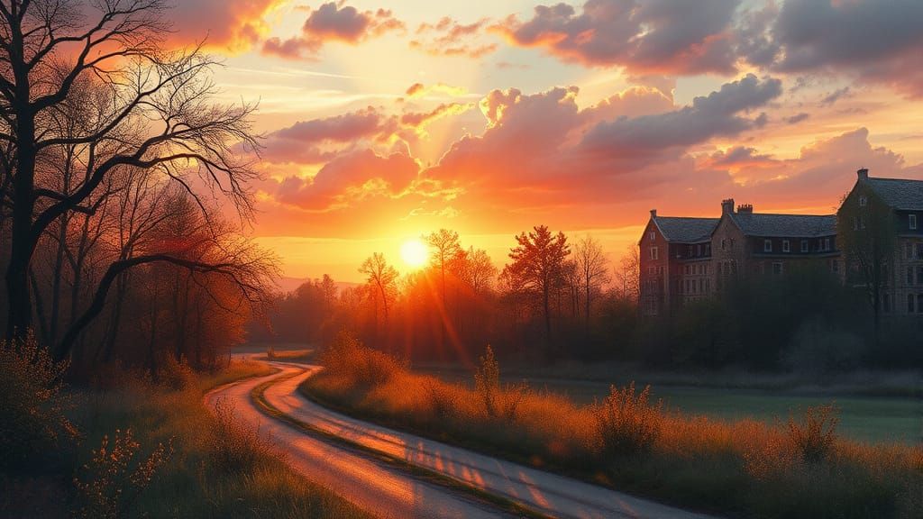 Romantic Watercolor Sunset Masterpiece