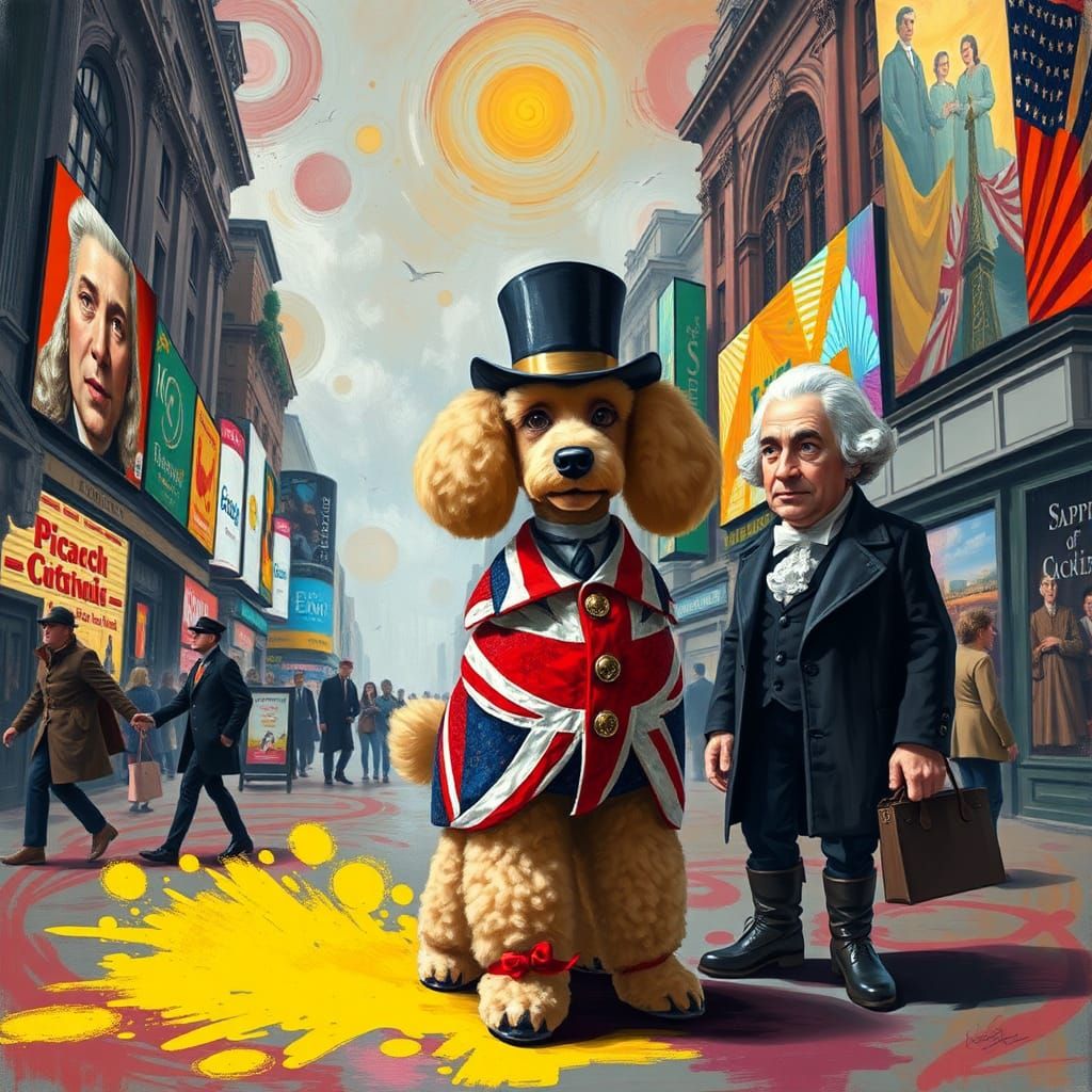 Poodle in London with George Washington, Abstract Art