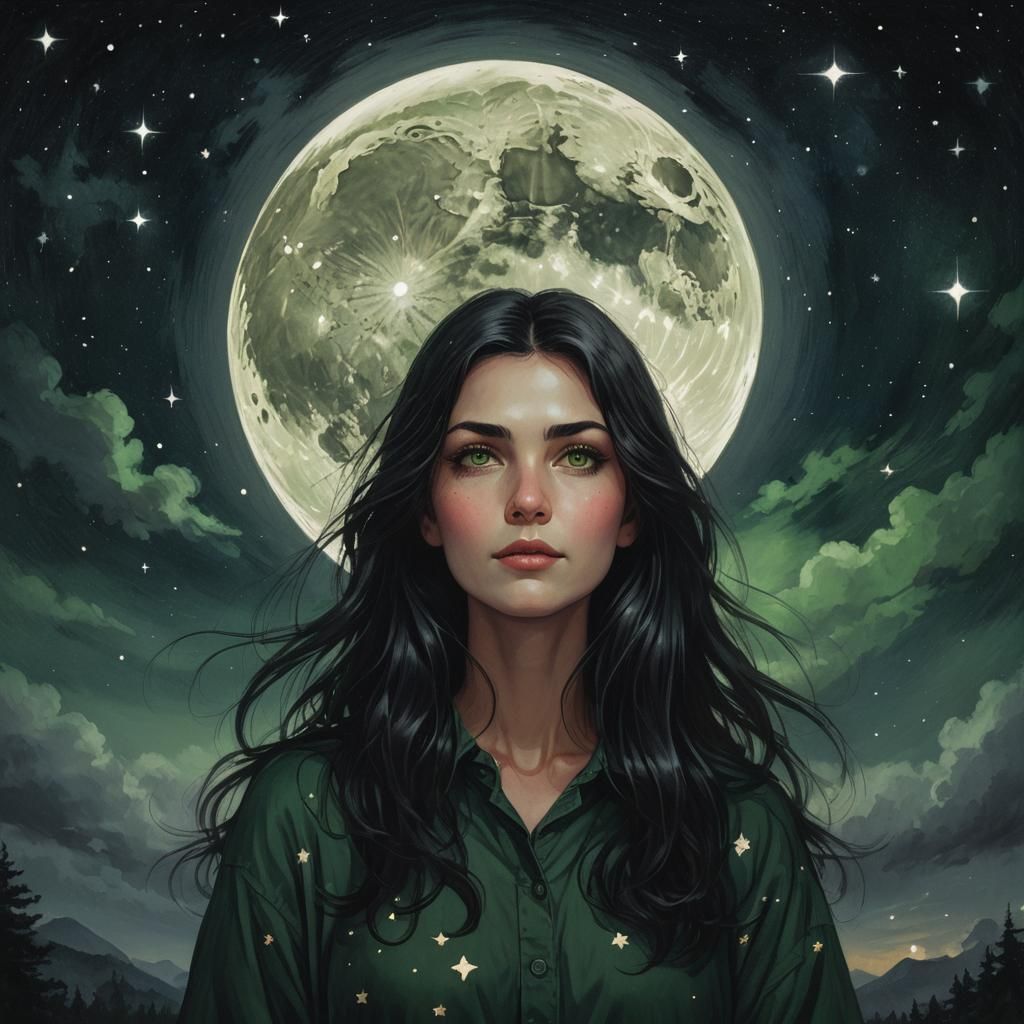 Woman Gazing at the Night Sky