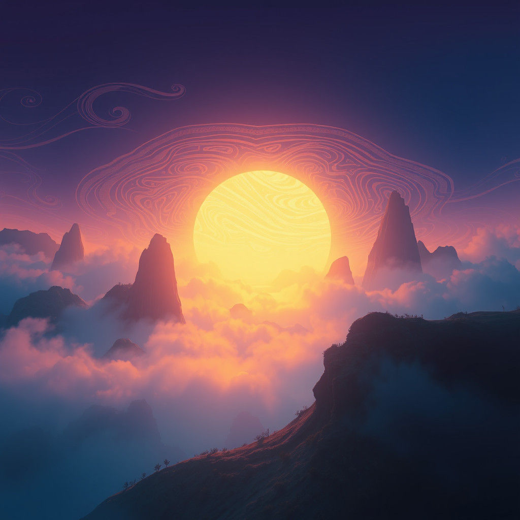 Dreamlike Landscape with Iridescent Mist, Fantasy Concept Ar...