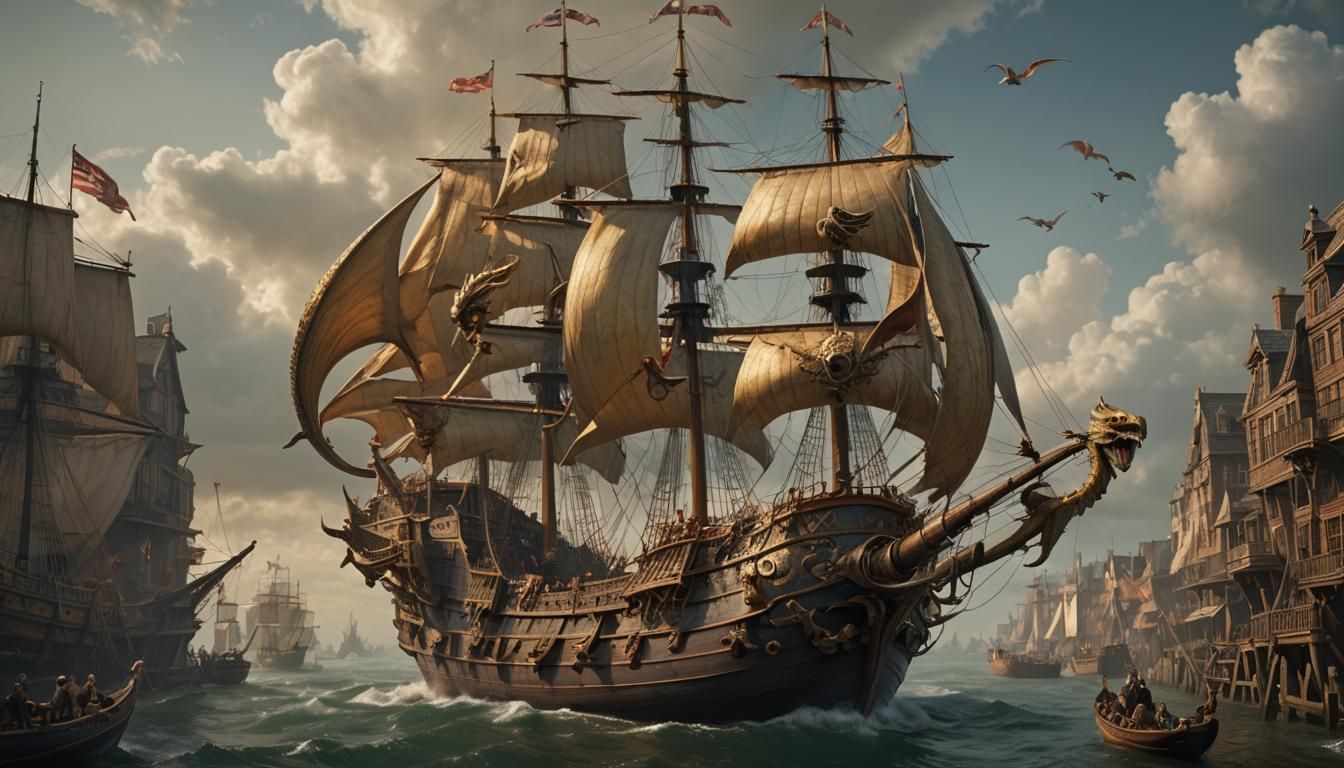 Dragon Figurehead on 18th Century Brigantine