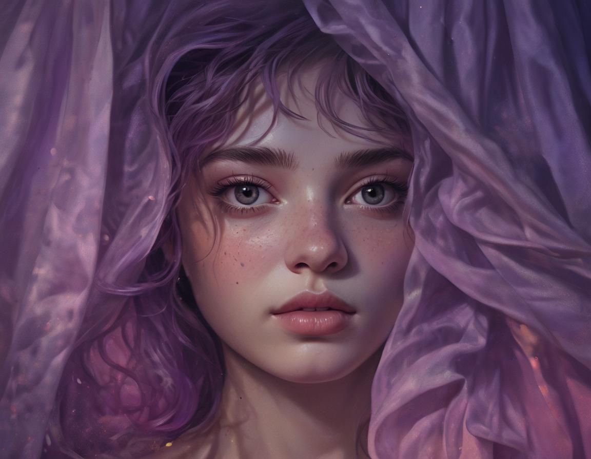 Dramatic Twilight Face in Hyperrealistic Splash Art