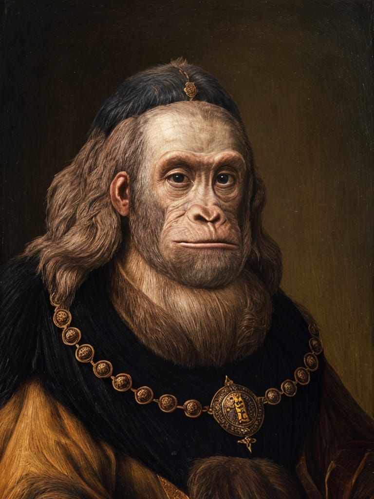 Ape Portrait in Holbein the Younger Style