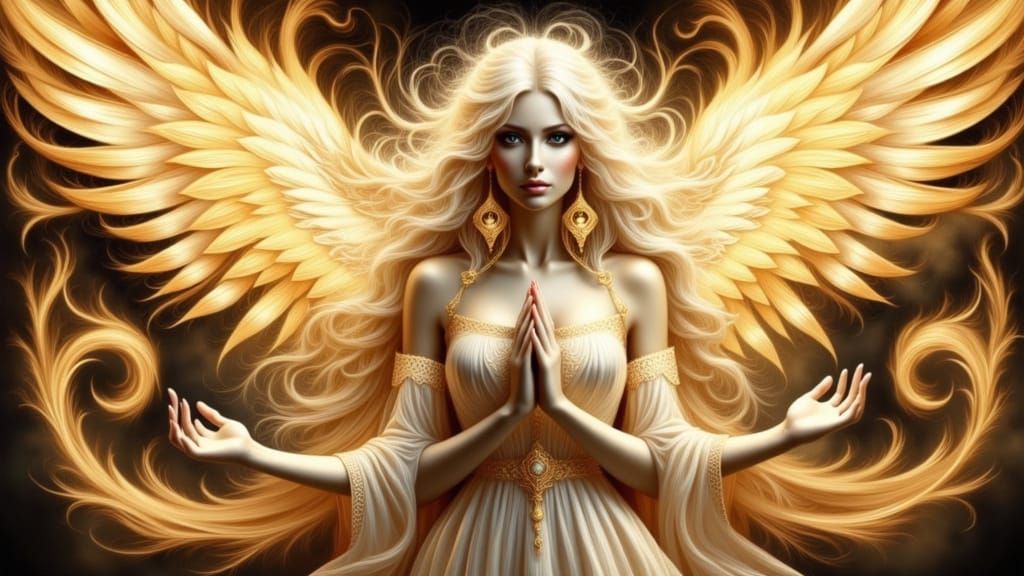 Golden Angelic Flux in Fashionable Art Style