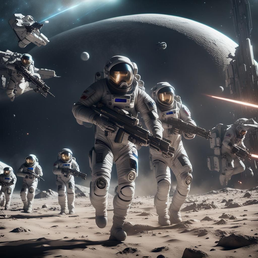 Futuristic Battle on the Moon in Cinematic 3D