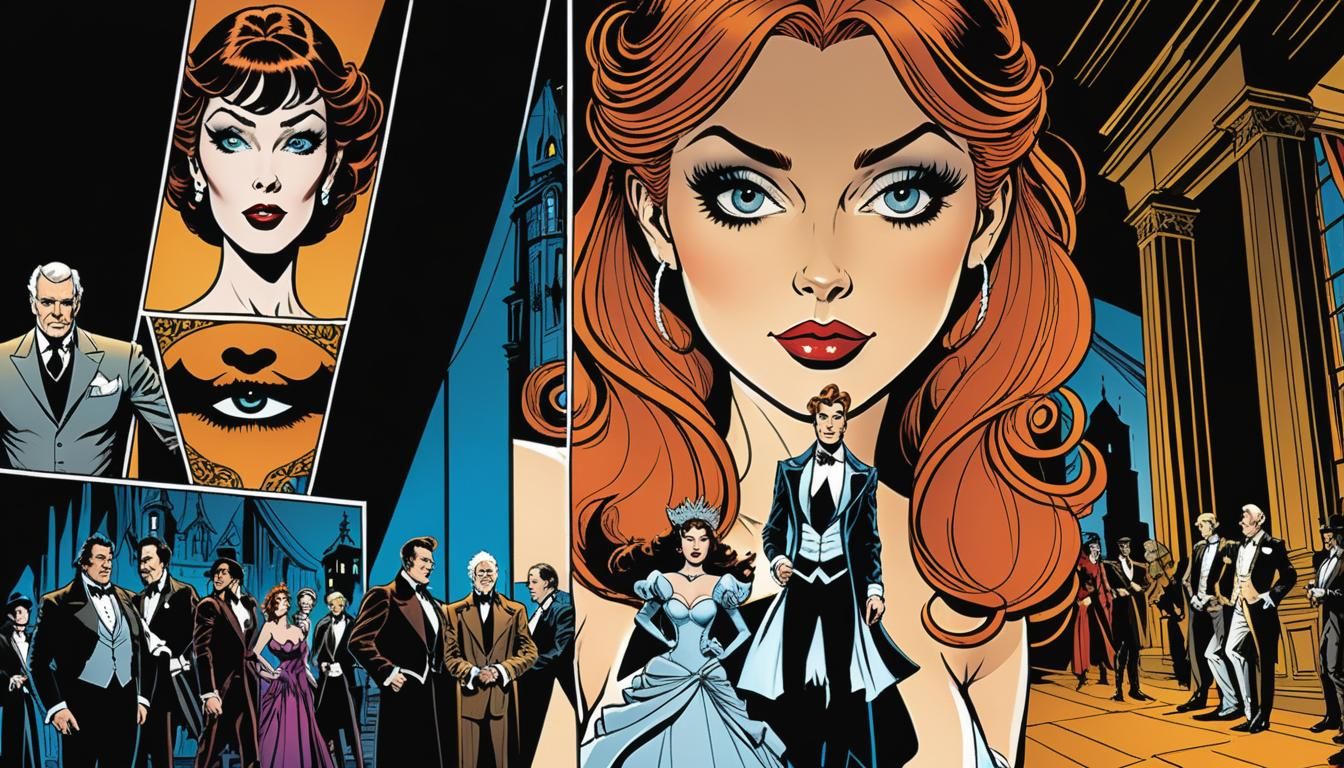 Noir Comic Book Panels of a Theatrical Production