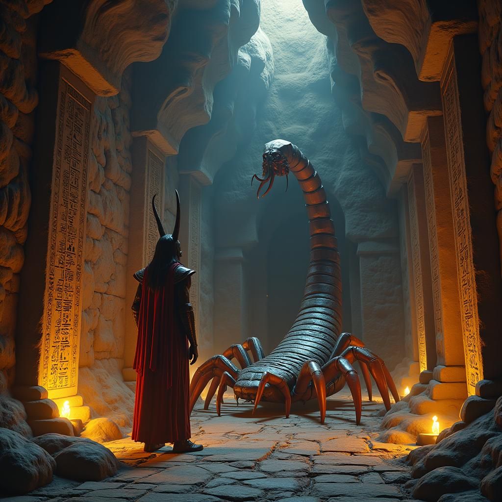 Anubis and Scorpion in Subterranean Chamber