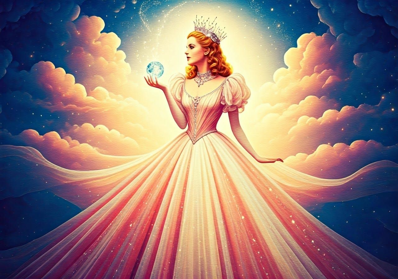 Glinda the Good Witch in Ethereal Watercolor Style