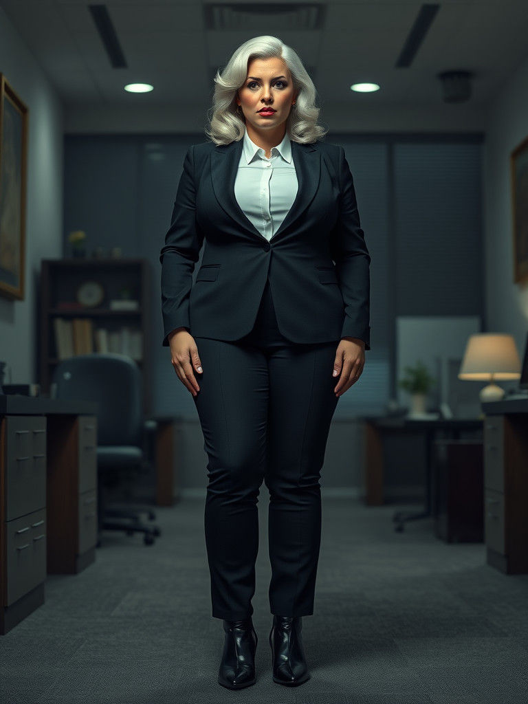 Curvy Snow White in Business Suit Portrait