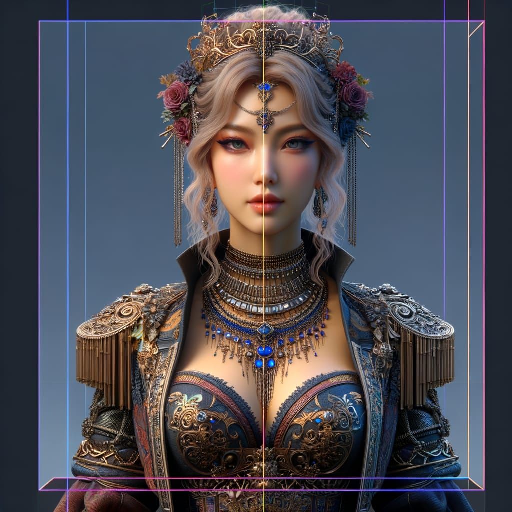 Detailed Portrait of Woman in Futuristic Jewelry