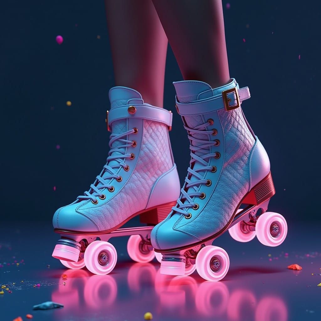 Woman's Feet in Cyberpunk Roller Skates