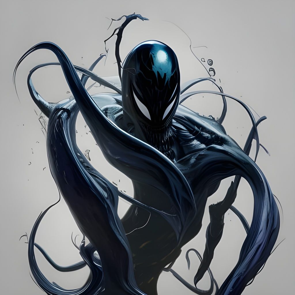 Venom Portrait in Hyperdetailed Splash Art Style