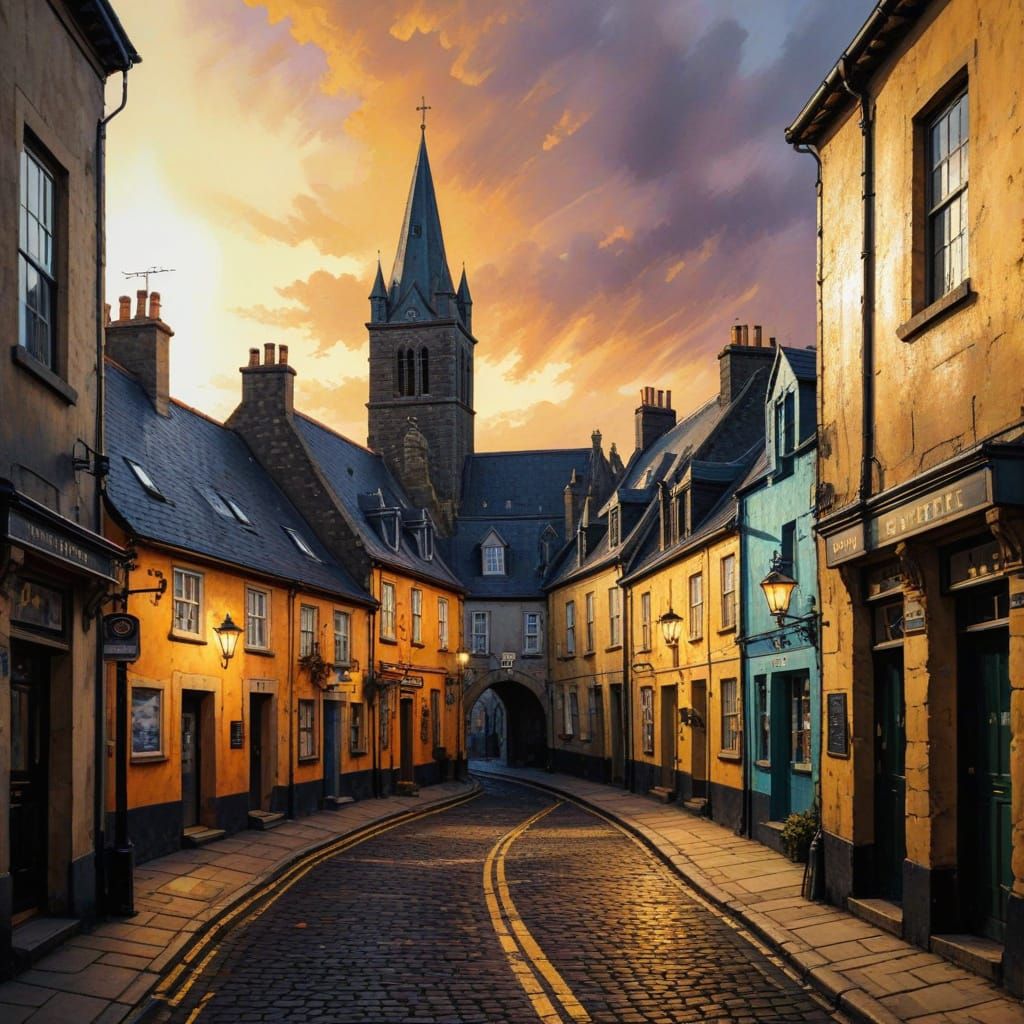 Ennis Ireland Landscape in Neo-Impressionist Style