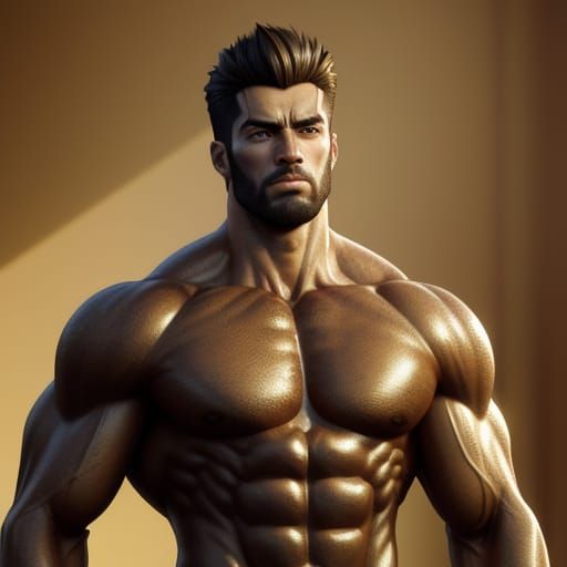 Handsome Man with Sculpted Features in Anime Style