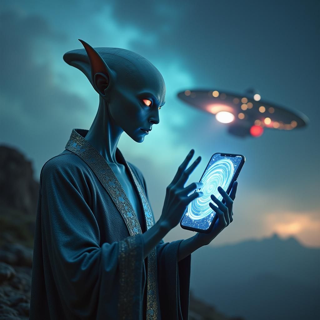 Alien Phones Home with Vulcan Salute in Space