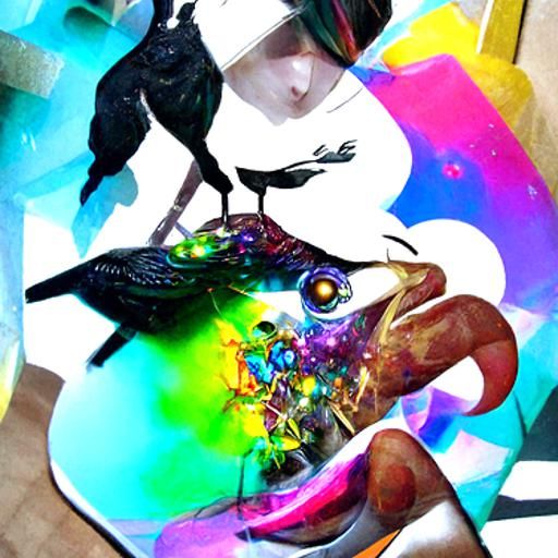 Holographic Cosmic Birds Illustration in 8K Resolution