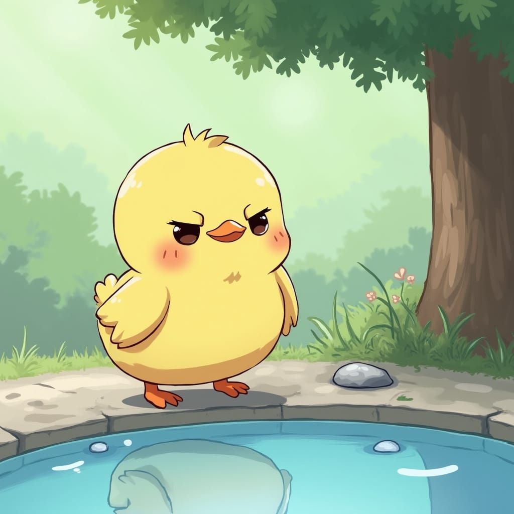 Grumpy Chick by Pond in Anime Style