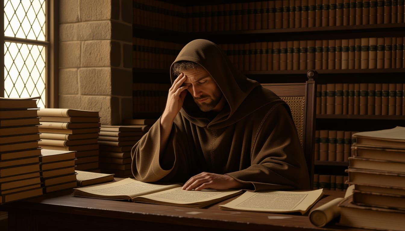 Scribe's Strain: Medieval Masterpiece of a Weary Scribe