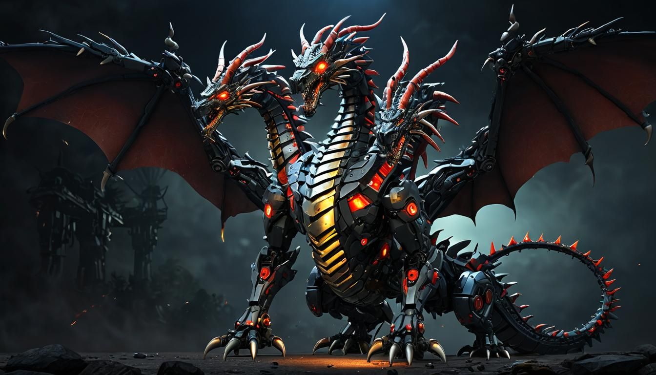 Sci-Fi Mecha Hydra in Cyberpunk Style