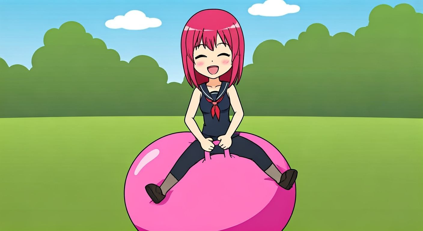 Haru Yoshioka Bouncing on a Hopper Ball in 2D