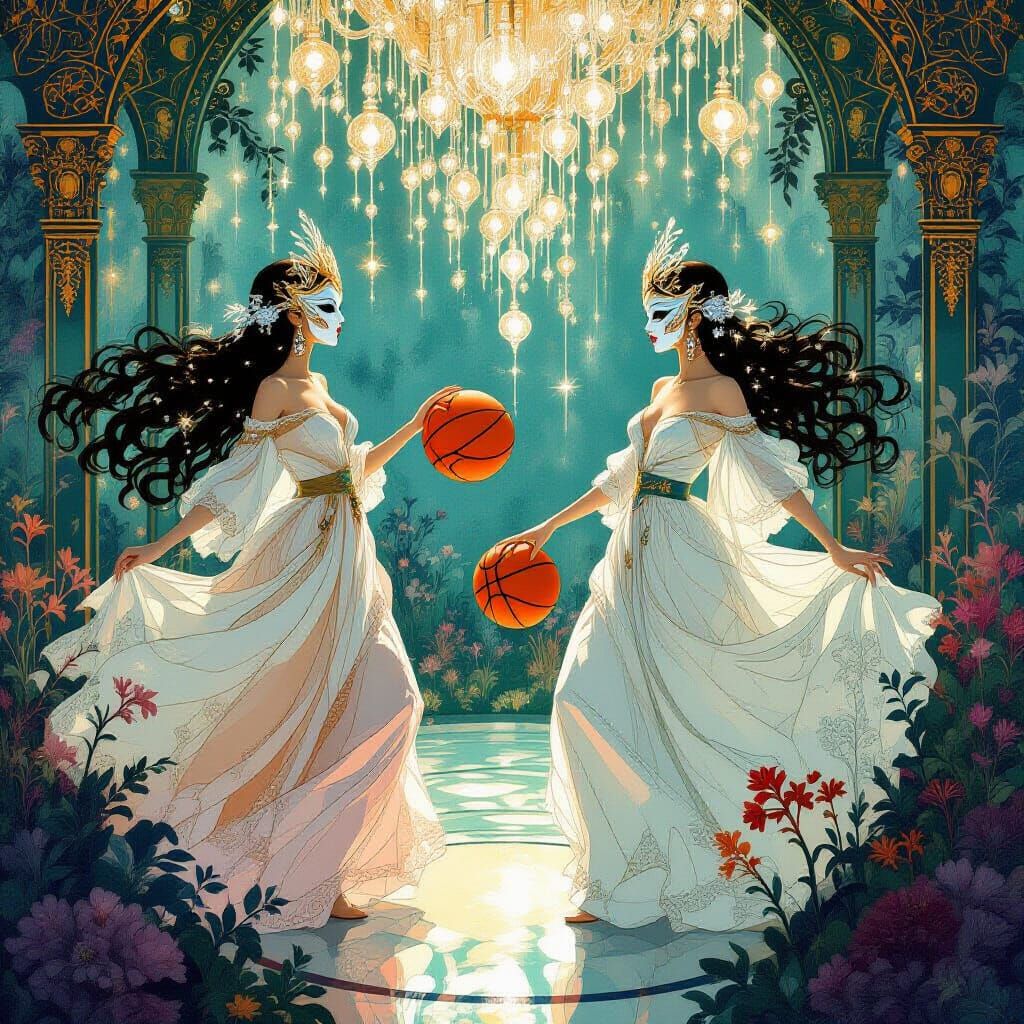 Underwater Art Nouveau Basketball Game