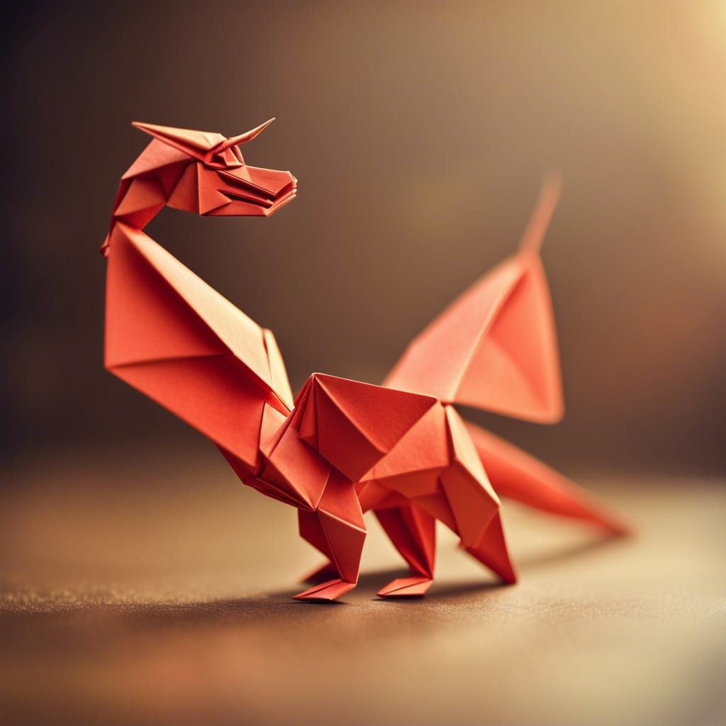 Detailed Origami Dragon Papercraft in 8K