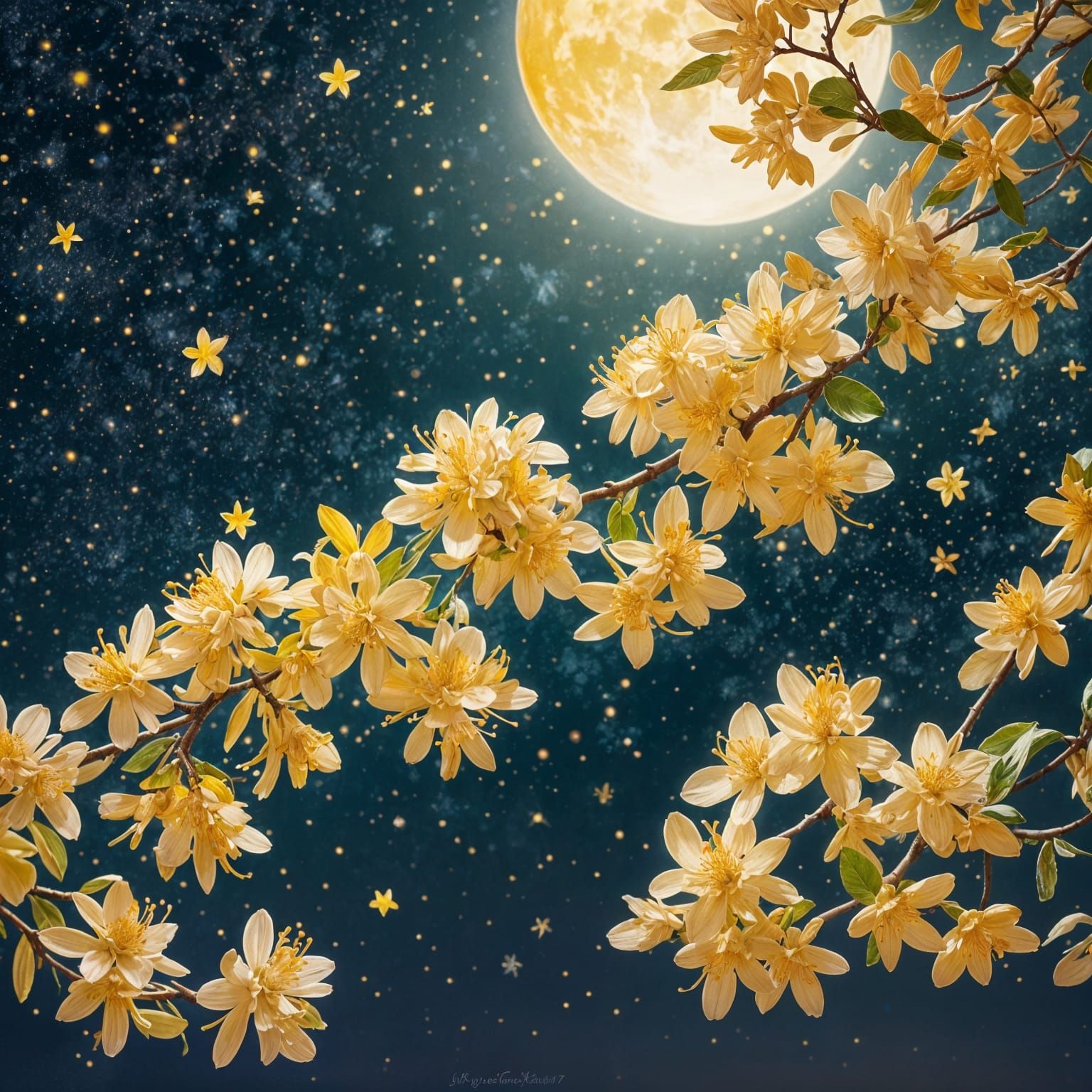 Osmanthus is like a contemplation of a beautiful starry sky as a reminder of plenty flourishing Osmanthus stars. It refe...