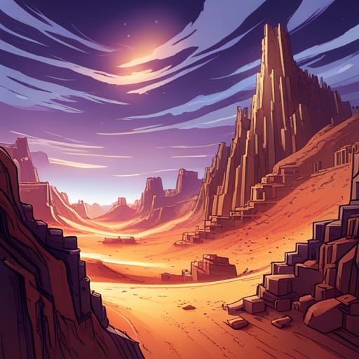 Minecraft Desert in Comic Book Style