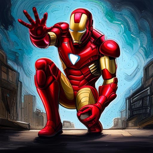 Iron Man and Spiderman in Graffiti Art