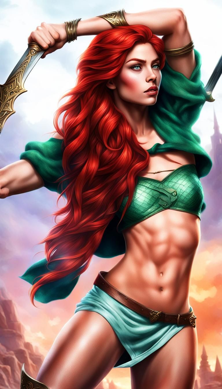 Ariel as Modern Fantasy Warrior: Hyperrealistic Poster