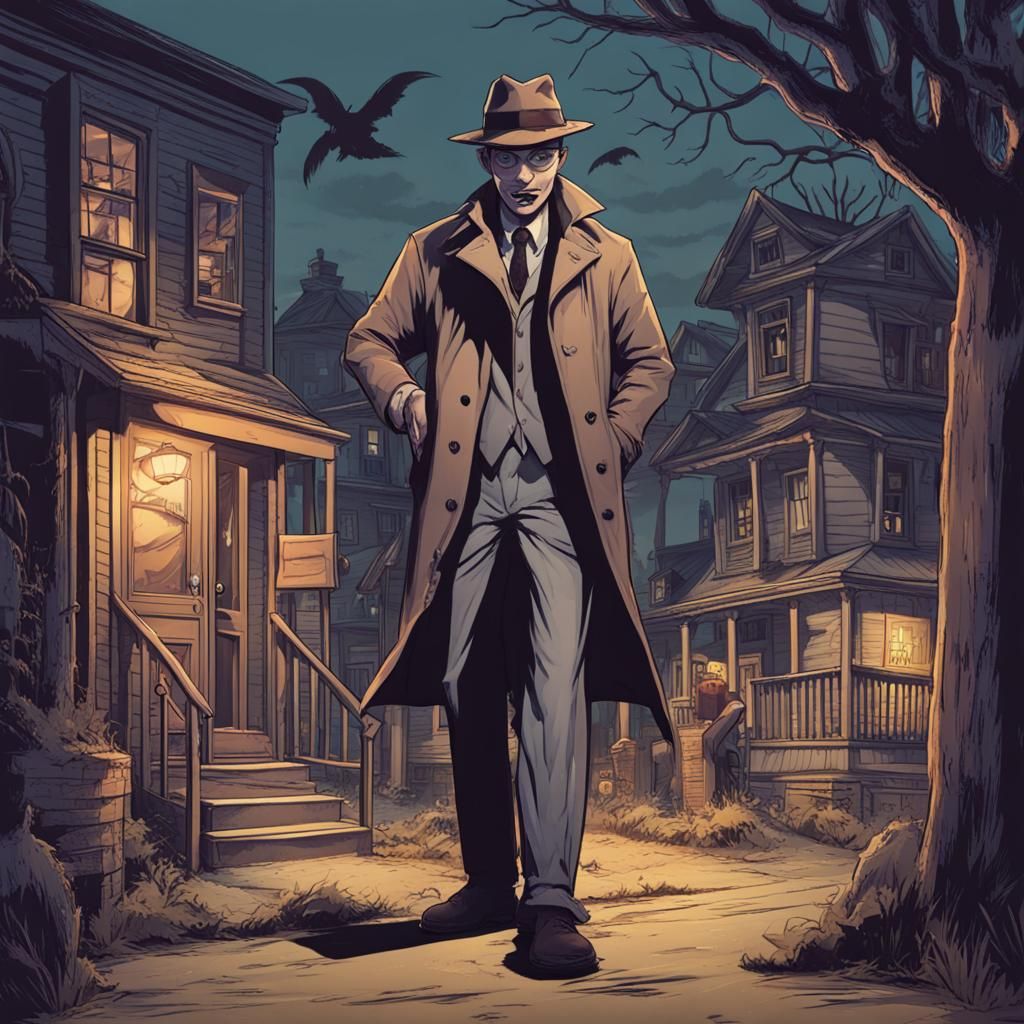 Sinister Town Detective in AI-Generated Image