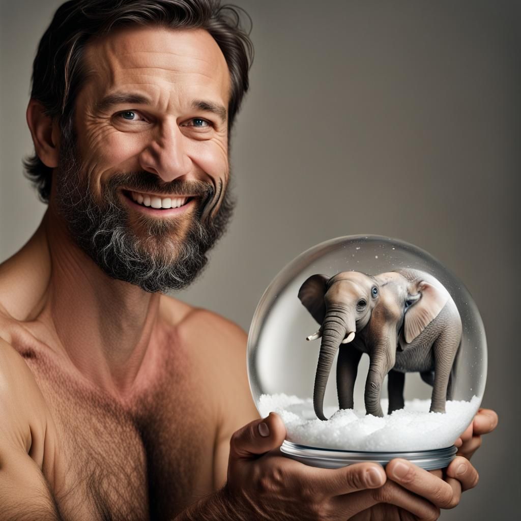 Man with Snow Globe: Photorealistic Portrait