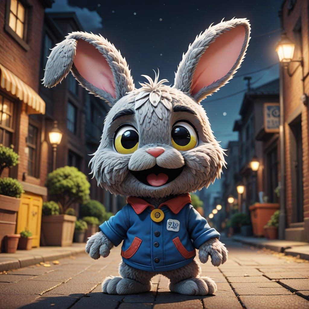 Sesame Street Inspired Anime Rabbit Character Art