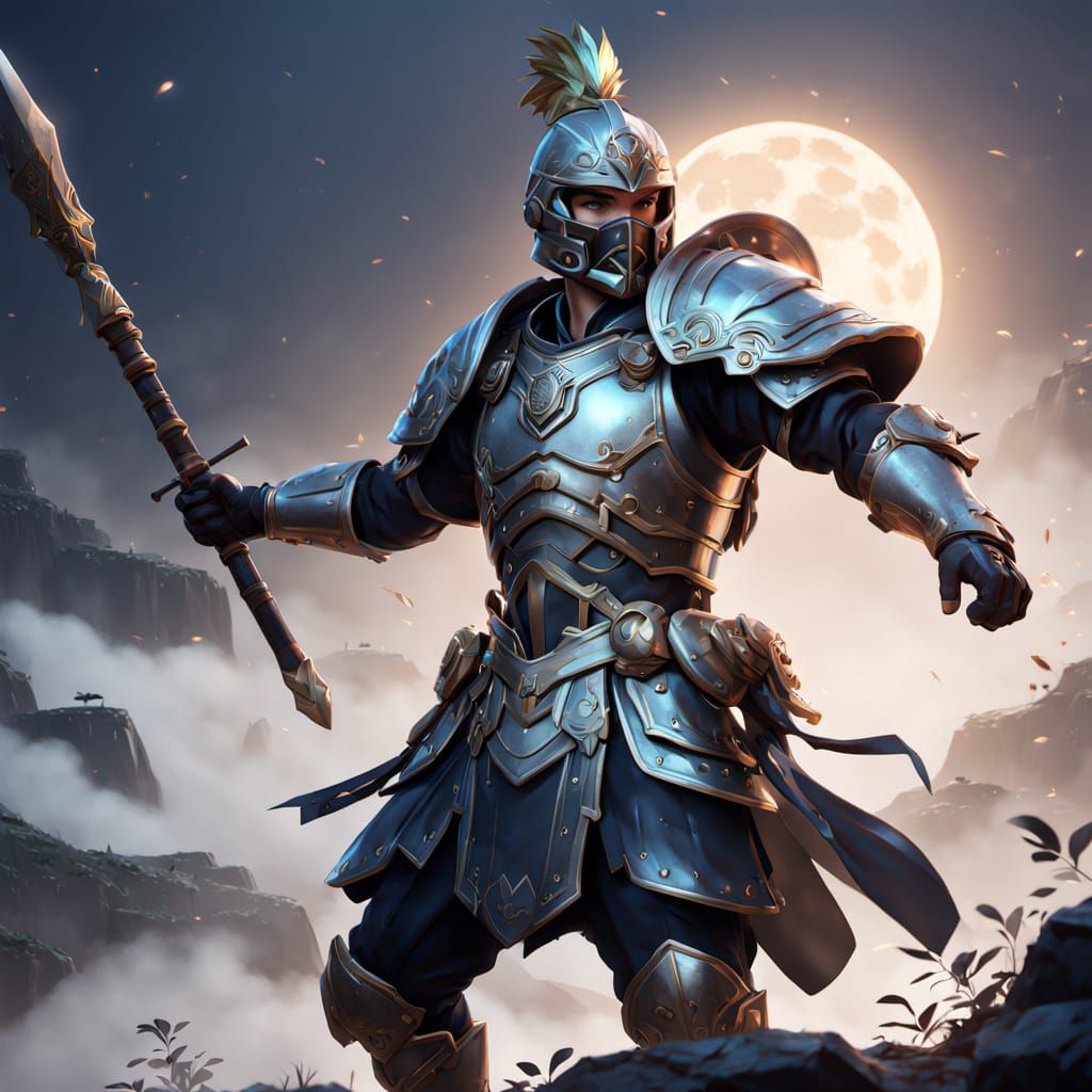 Proud Roman Warrior in Ancient Moonlit Battle