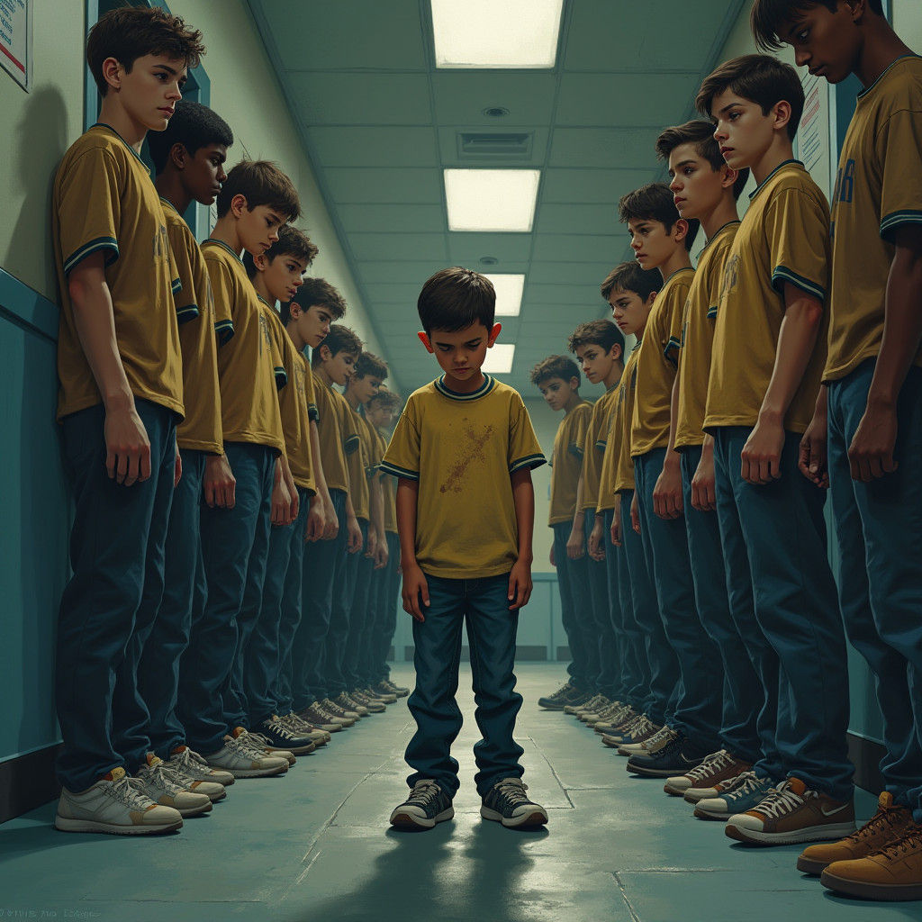 Bullying Scene in Gritty Realistic Illustration