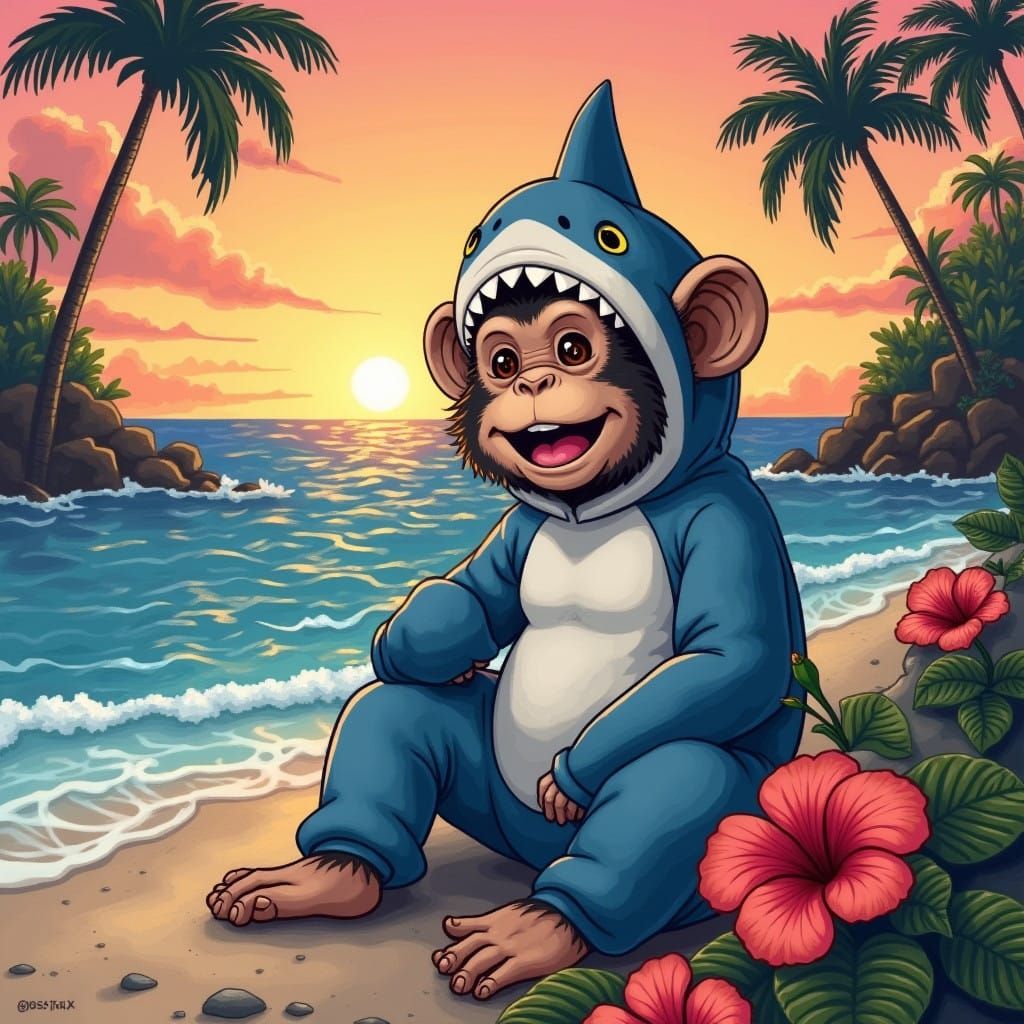 Monkey Shark in a Vibrant Ocean Scene