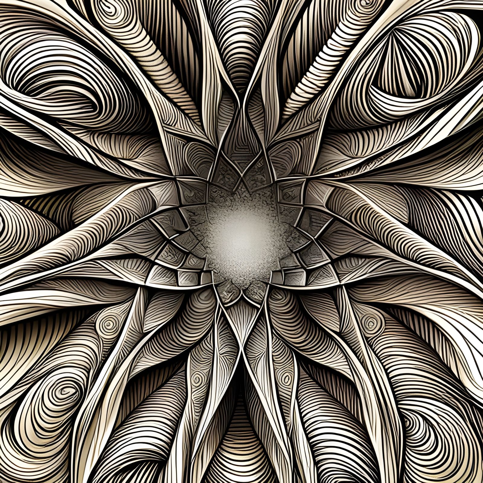 Intricate Geometric Shapes in Monochromatic Line-Art