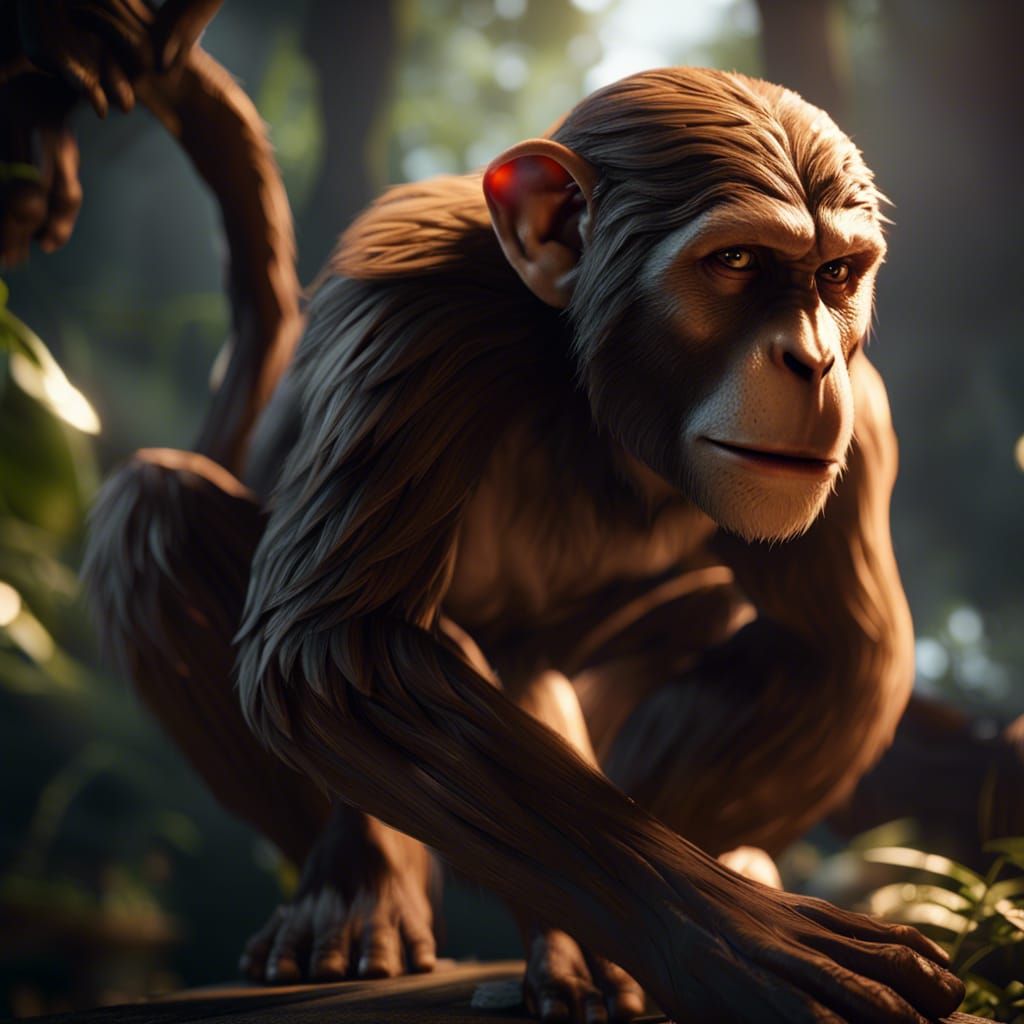 Detailed 3D Monkey in Game Cinematic Style
