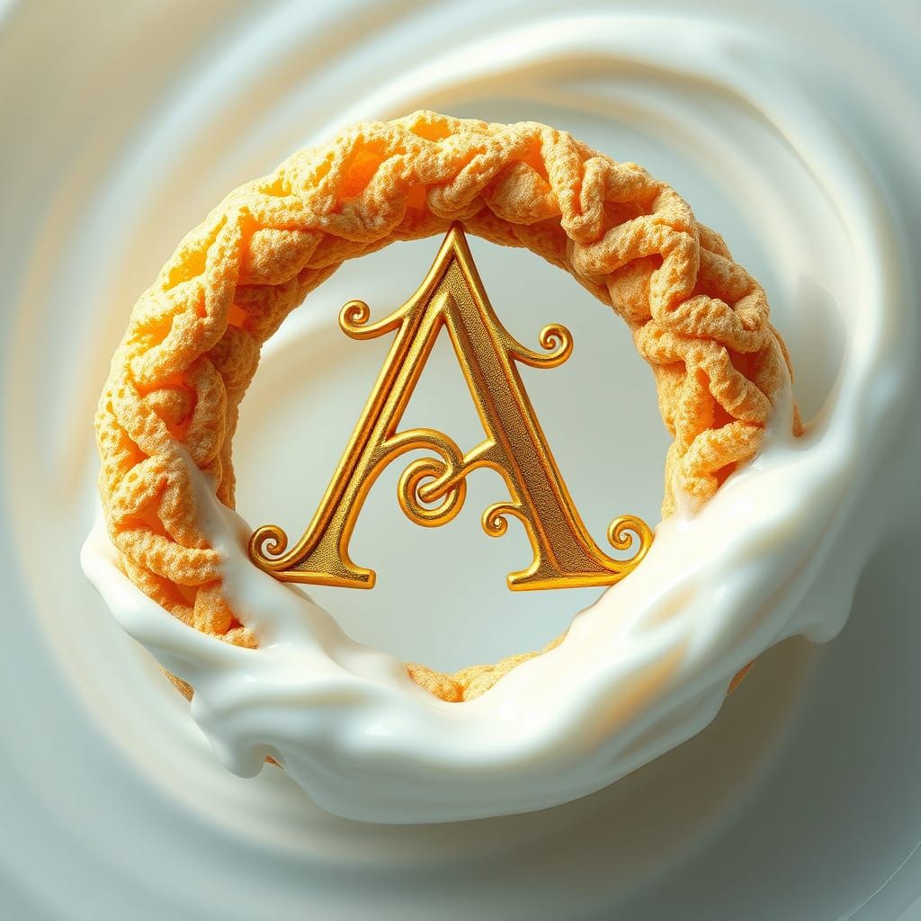 Golden Celtic Cheerio in Swirling Milk Vortex
